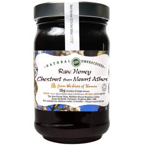 Artisan Raw Organic Greek Chestnut Honey from the Monks of Mount Athos - 1kg/Gold Winner