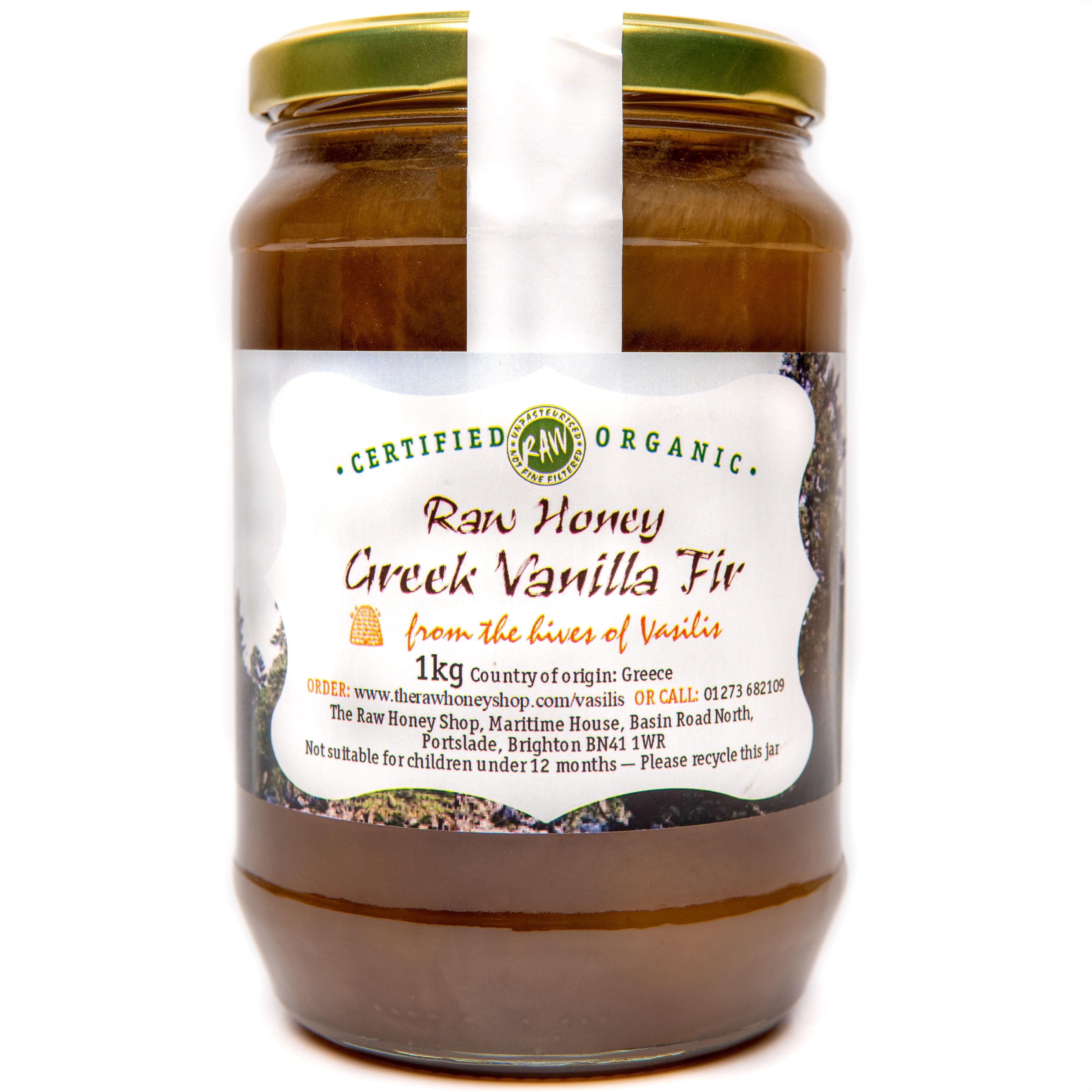 Greek Organic Vanilla Fir Raw Honey - Active 18.5