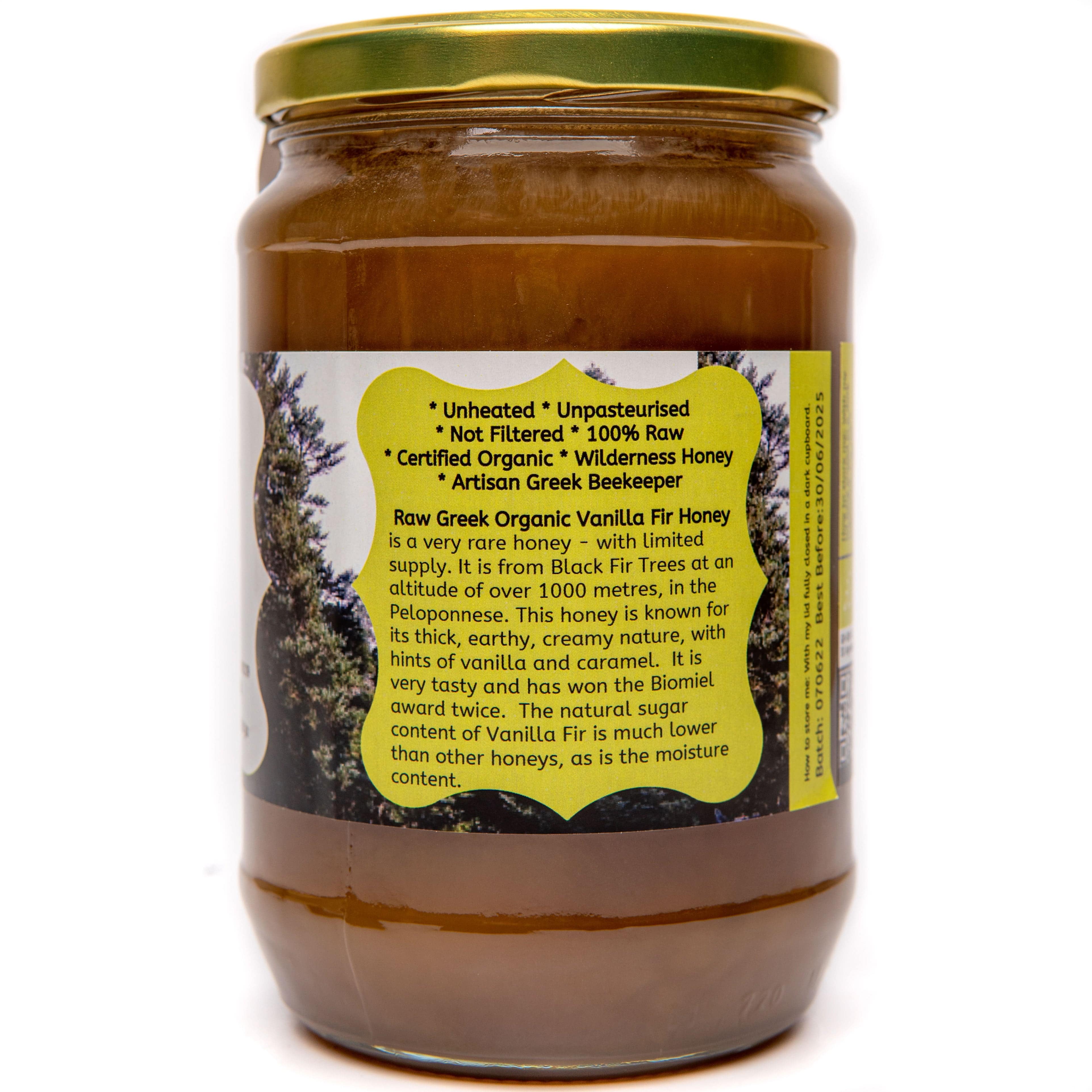 Greek Organic Vanilla Fir Raw Honey - Active 18.5