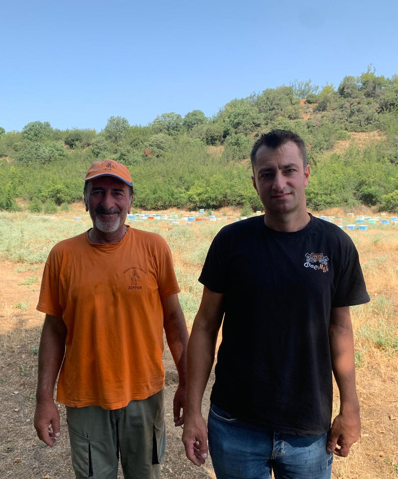 Beekeepers Dimitris and his father.