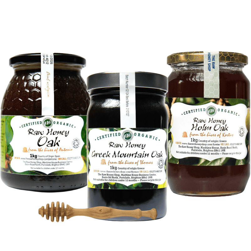 The Oak Honey Connoisseur's Set - 3 x 1kg Jars of Oak Varieties