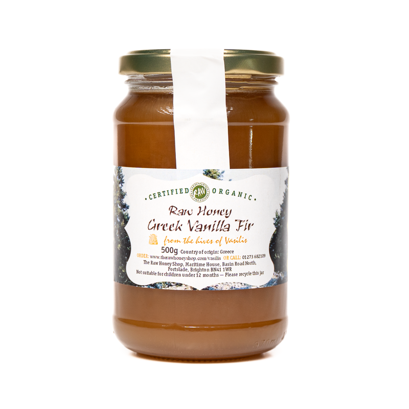 Greek Organic Vanilla Fir Raw Honey - Active 18.5