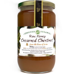 Raw Creamed Organic Chestnut Honey - Coarse-filtered, unpasteurised, and enzyme-rich